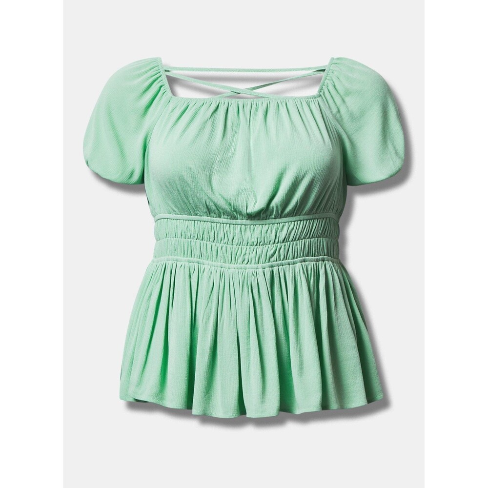 Torrid Crinkle Gauze Criss Cross Back Top Hemlock size 1X/ 14-16 - Picture 3 of 9